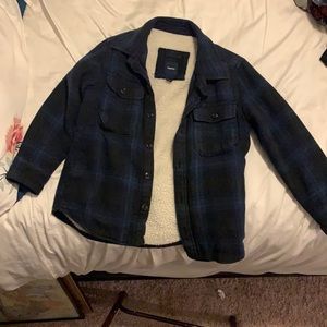 Gap kids Sherpa lined jacket, blue, boys size medium